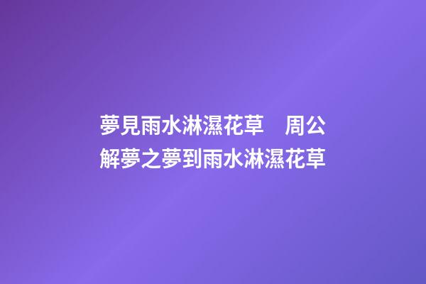夢見雨水淋濕花草　周公解夢之夢到雨水淋濕花草